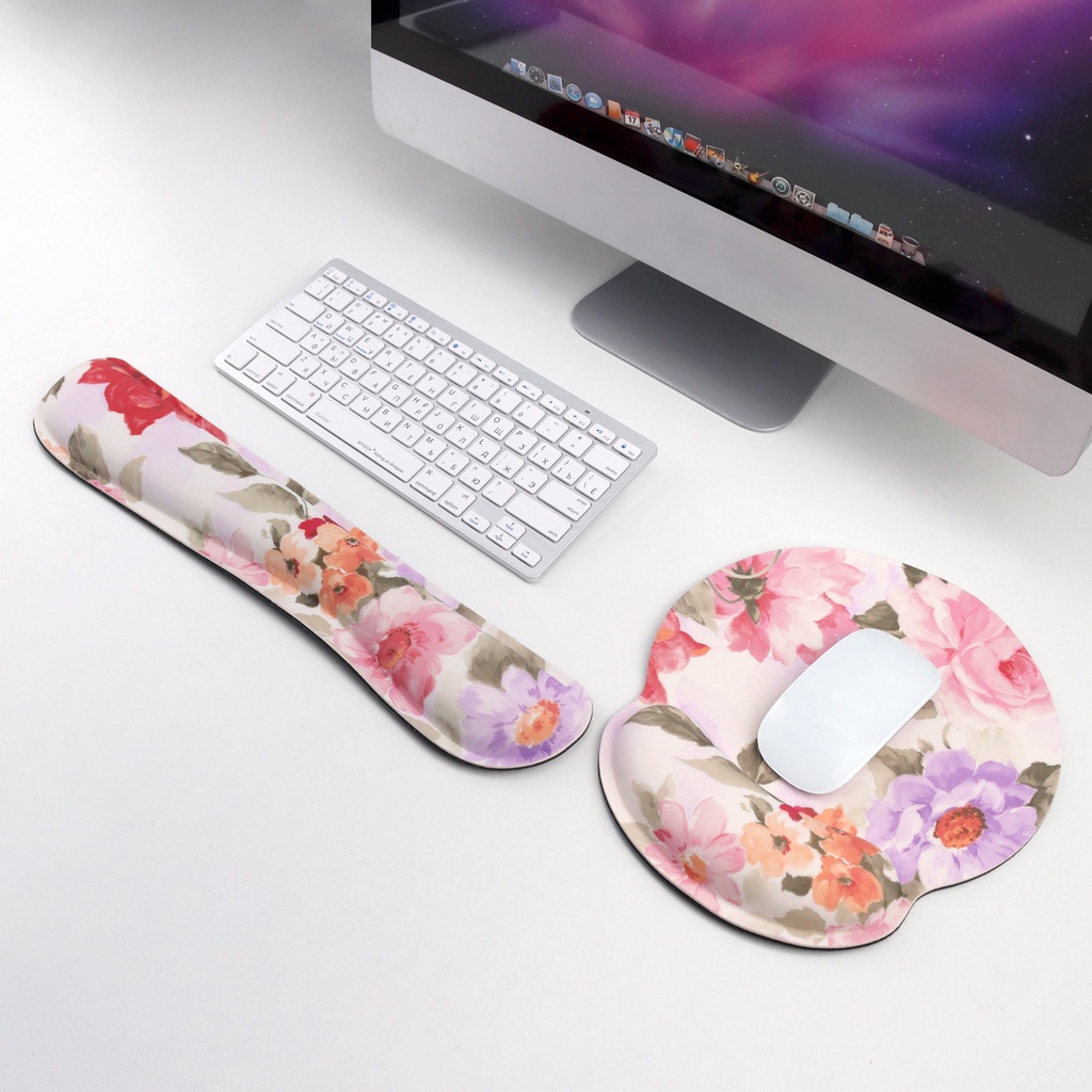 Wrist Rest Support Wrist Rest Pad Alas Mouse Ergonomis Cat Air Bunga Mawar Wisteria Owl Pesley Kartun Ruang Pelabuhan Kapal Lukisan Minyak Peta Dunia Memory Foam Mouse Pad