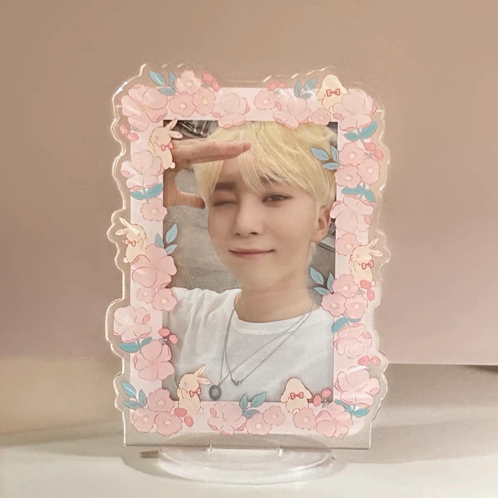 3inch 5inch Double Card Display Bingkai Foto Akrilik Lucu Tempat Kartu Idol Photocard Desktop Decor Frame Kartun Case Pelindung Penyimpanan Kartu