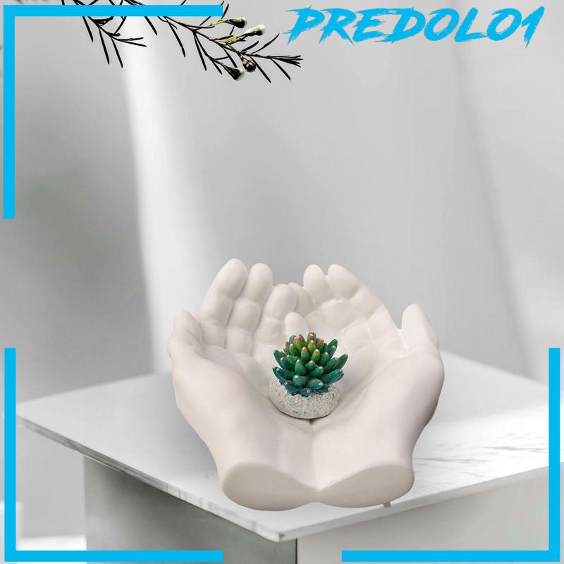 [Predolo1] Mangkok Berbentuk Tangan Putih Resin Patung Tangan Tea Light Holder Planter