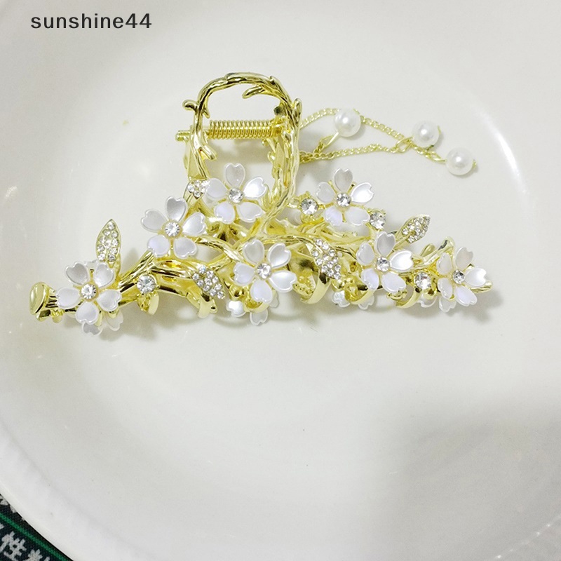 Sunshine 1PCS Pearl Tassel Hair Claw Untuk Wanita Jepit Rambut Lucu Hiasan Kepala Korea ID