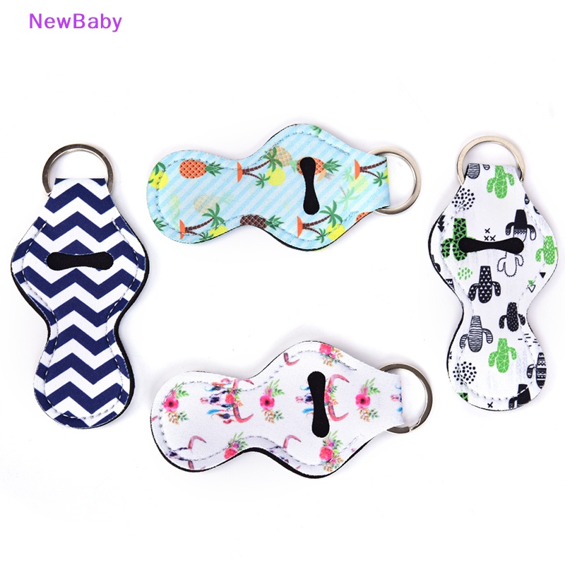 Newbaby Waterproof Neoprene Floral Lip Chap Lip Balm Holder Tas Gantungan Kunci ID