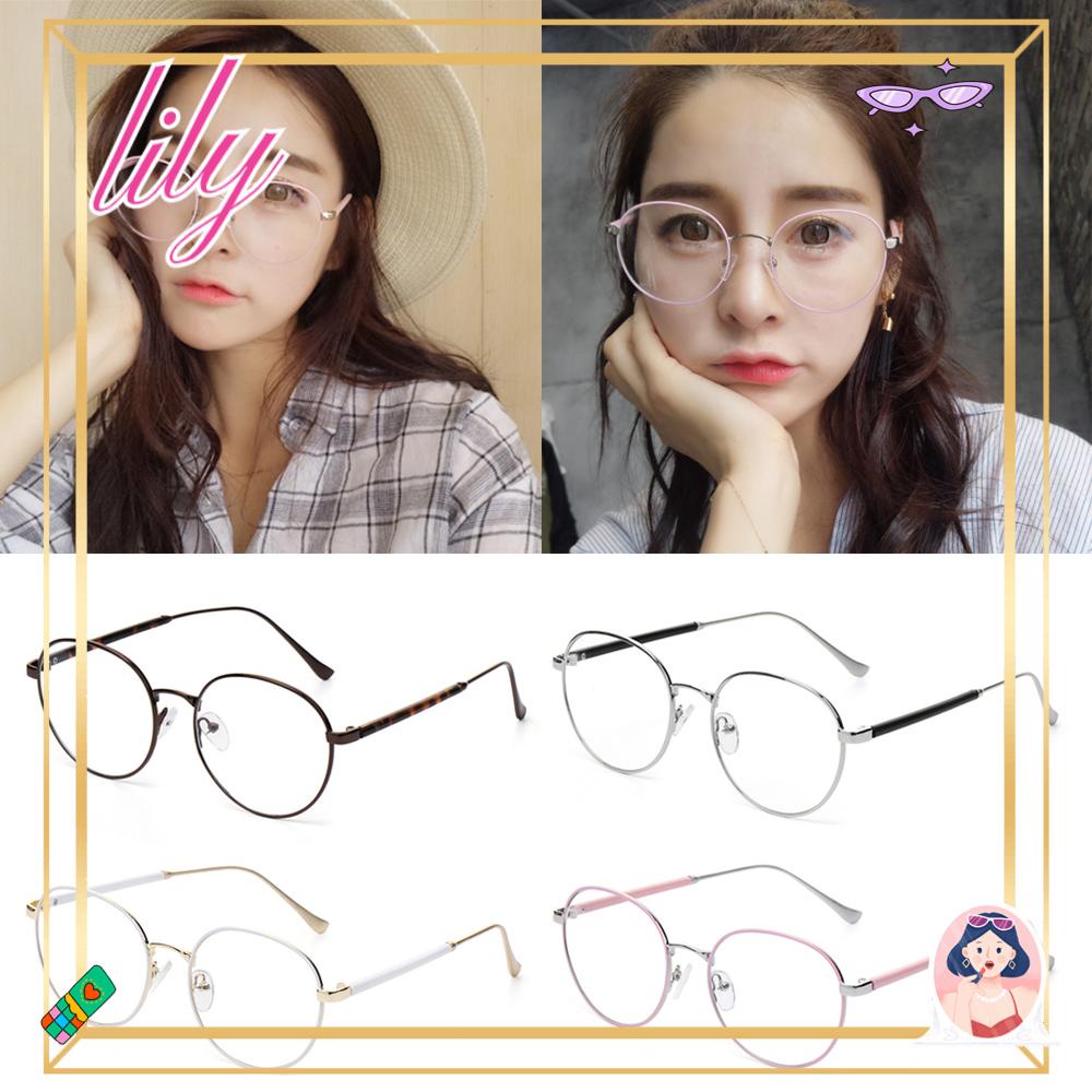 Lily Kacamata Metal Wanita Pria Portable Vintage Ultra Ringan Frame