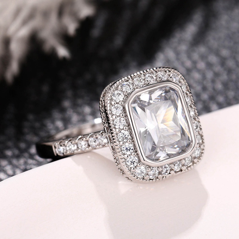 Fashion Cincin Kawin Wanita Modern Mewah Hias Kristal Cubic Zirconia Perhiasan Pesta Pertunangan Sederhana Dan Elegan