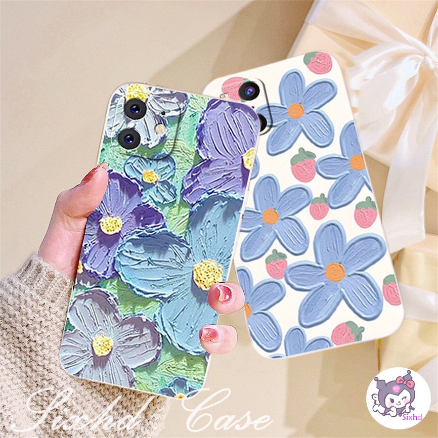 Realme 10 C33 C35 C21Y C25 C55 C30s C30 C25Y C31 C12 C11 2020 C15 C25s C20 C3 Narzo 30A 50i 50A Prime 9i 8i 6i 5i 5s Fashion Strawberry Flower Phone Case Lembut Jatuh Pelindung Cover