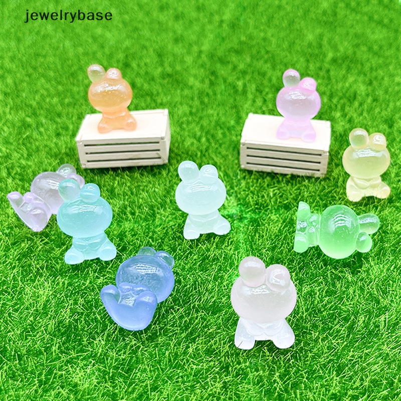 [jewelrybase] 2 Pcs Mini Luminous Resin Kelinci Ornamen Lucu Kartun Kelinci Ornamen Mobil Decor Butik