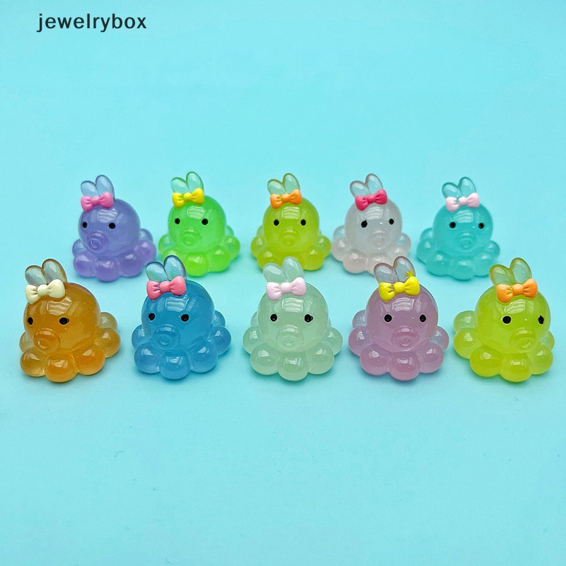 [jewelrybox] 2 Pcs Mini Bercahaya Gurita Gantungan Kunci Kartun Baru Resin Aksesoris Kreatif Lanskap Mikro Liontin Diy Pernak Pernik Butik