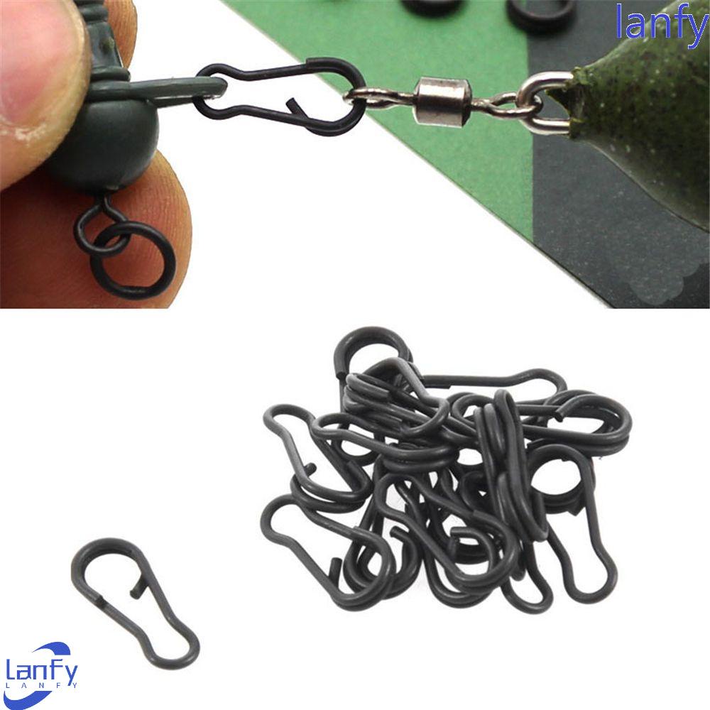 LANFY 30pcs/lot Connector Matte Black  Tackle Clips Carp Fishing Quick Change Fishing Tools Easy Link  Rolling Swivels Durable Terminal