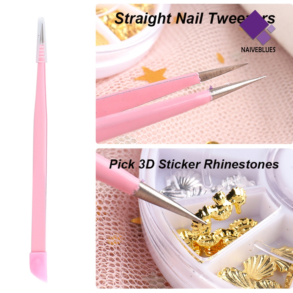 [naiveblues] Pinset Kuku Kepala Ganda Dapat Dilepas Stainless Steel Pinset Pengambilan Multifungsi Untuk