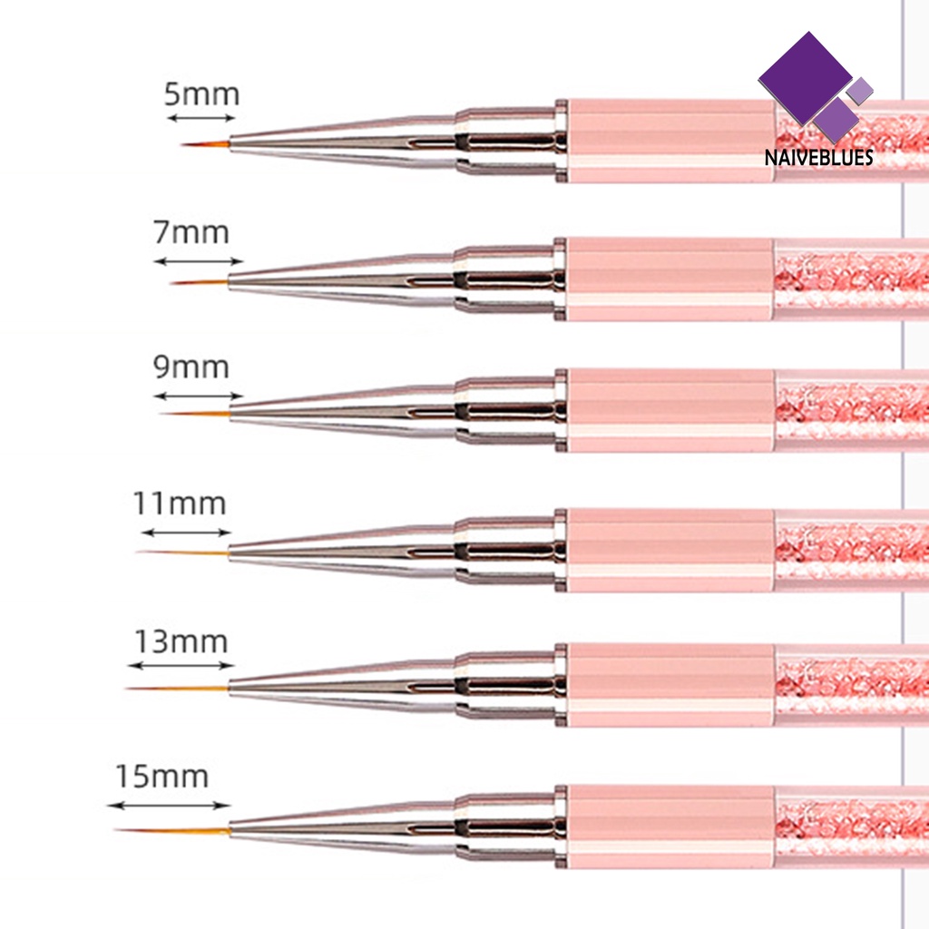 [naiveblues] 1pc/1set Pen Garis Kuku Ulet Tinggi Fleksibel Halus Gambar DIY Tutup Hancur