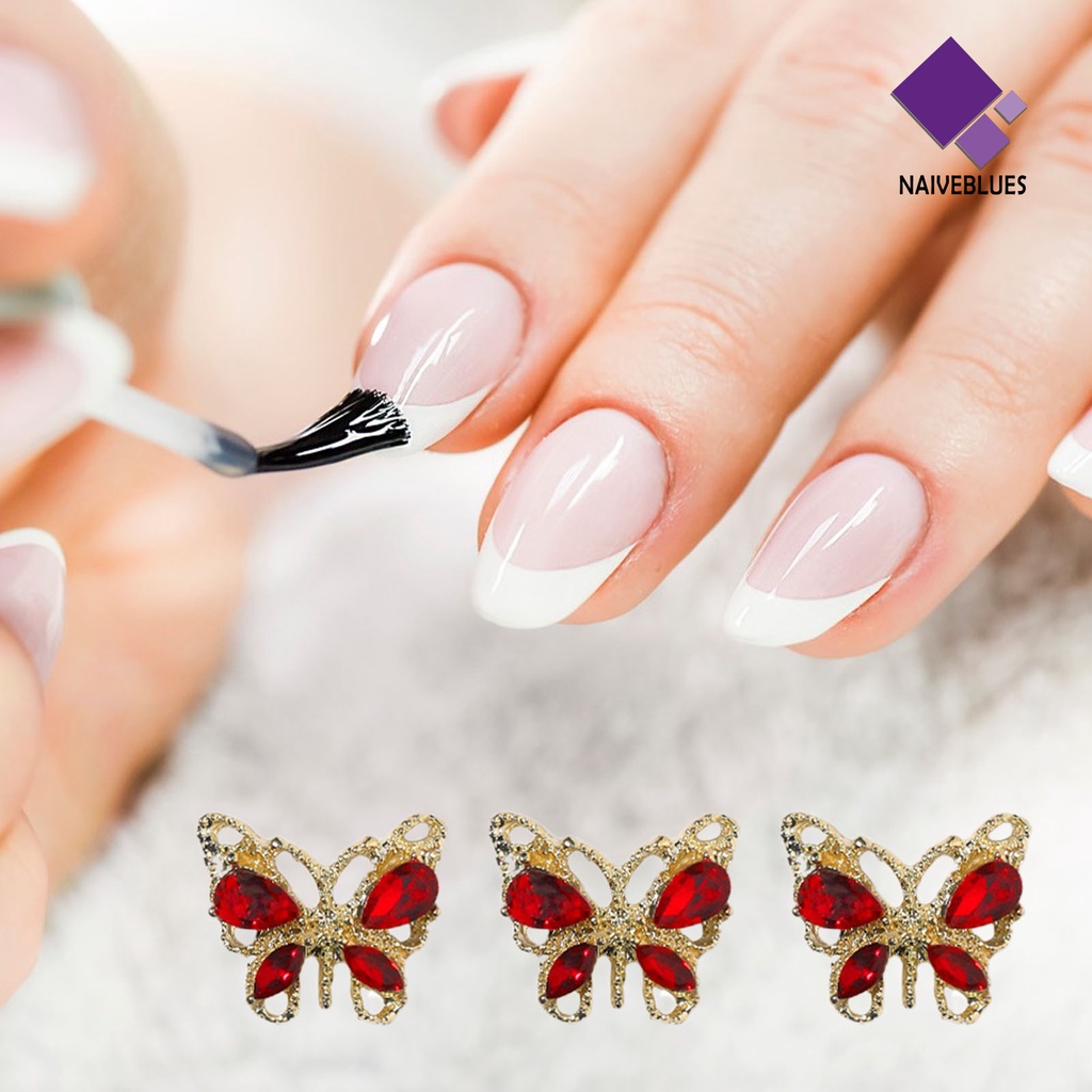 [naiveblues] 10pcs Berlian Imitasi Kuku Tiga Dimensi Bersinar Mewah Bentuk Kupu-Kupu Untuk Menerapkan DIY Art Nail-Beauty