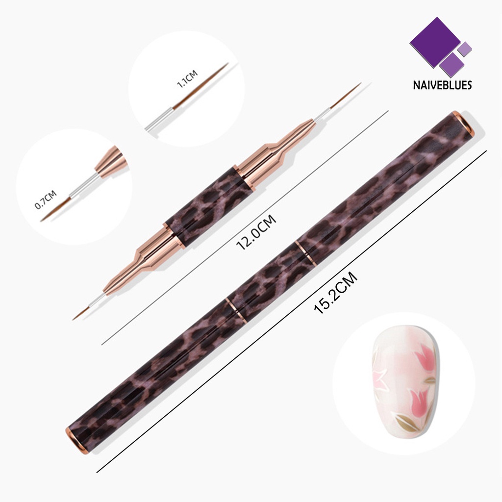 [naiveblues] Nail Liner Pen Kepala Ganda Ultra-Halus Bulu Halus Menggambar DIY Leopard Nail Color