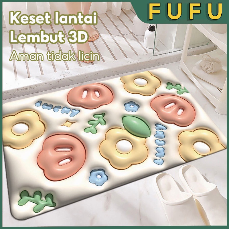 FUFU keset kaki 3D / Keset kamar mandi / Keset 3D motif timbul / Keset kaki karakter