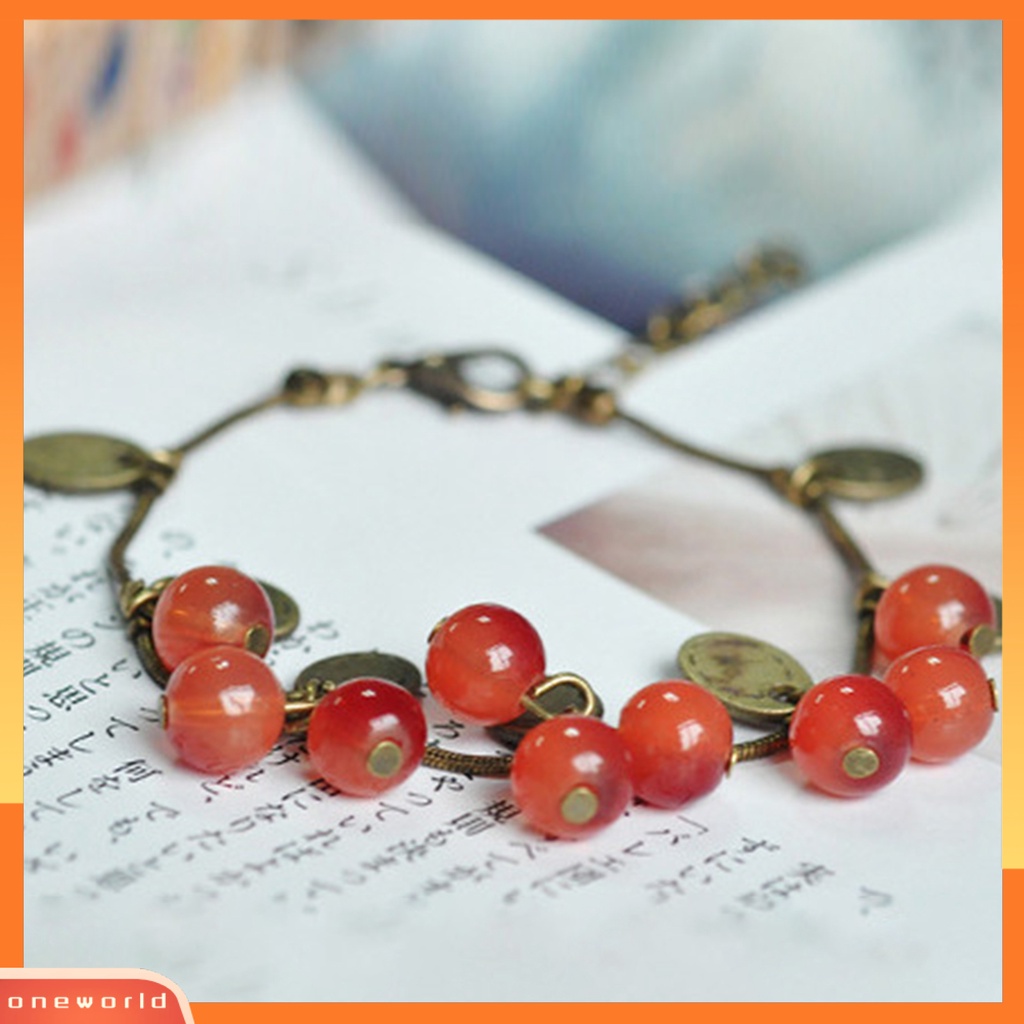 [EONE] Vintage Alloy Gelang Artistik Manis Cherry Decor Wanita Bracelet Untuk Kehidupan Sehari-Hari