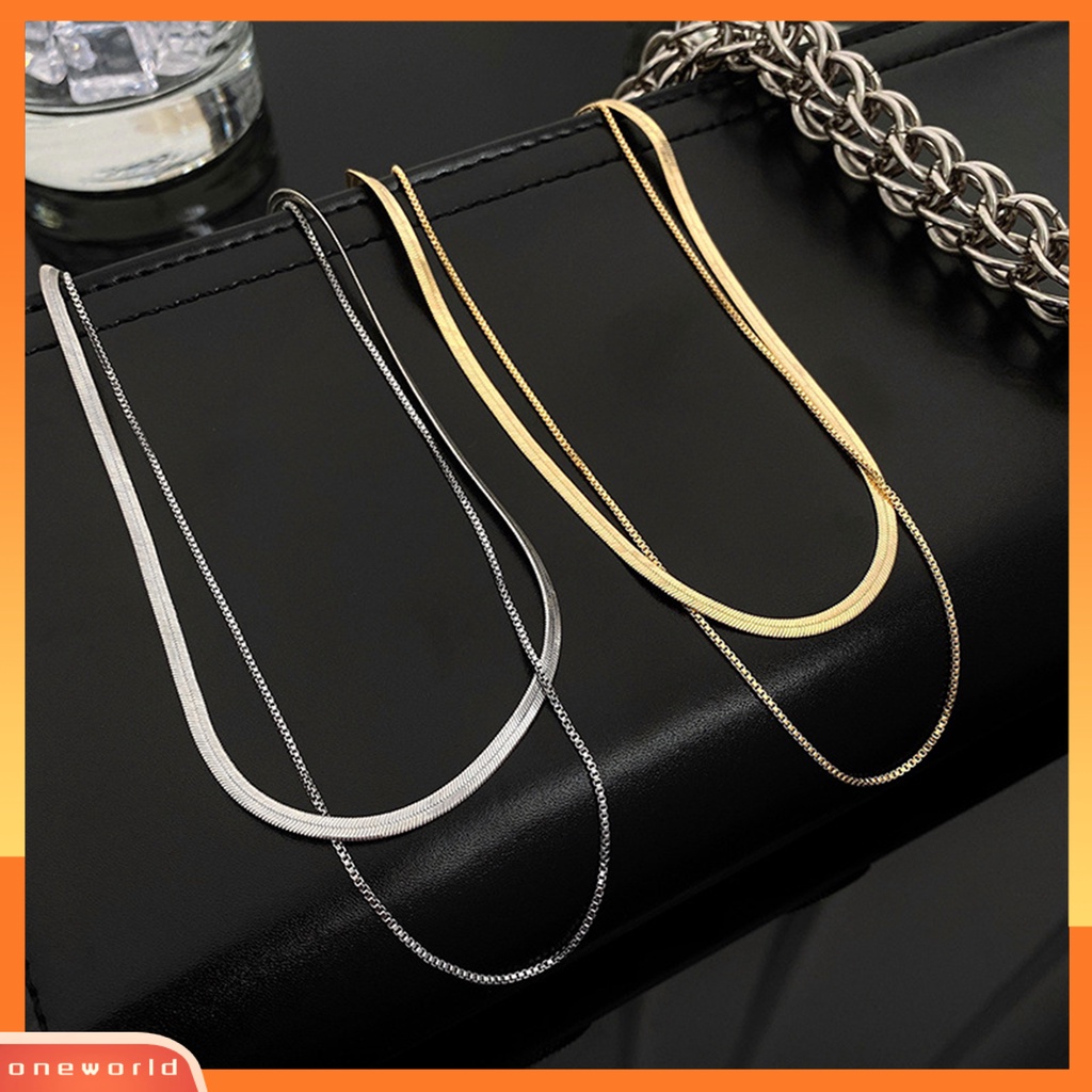 [EONE] Wanita Kalung Double Layer Multilayer Hias Perhiasan Hip Hop Rantai Ular Choker Necklace Untuk Pesta