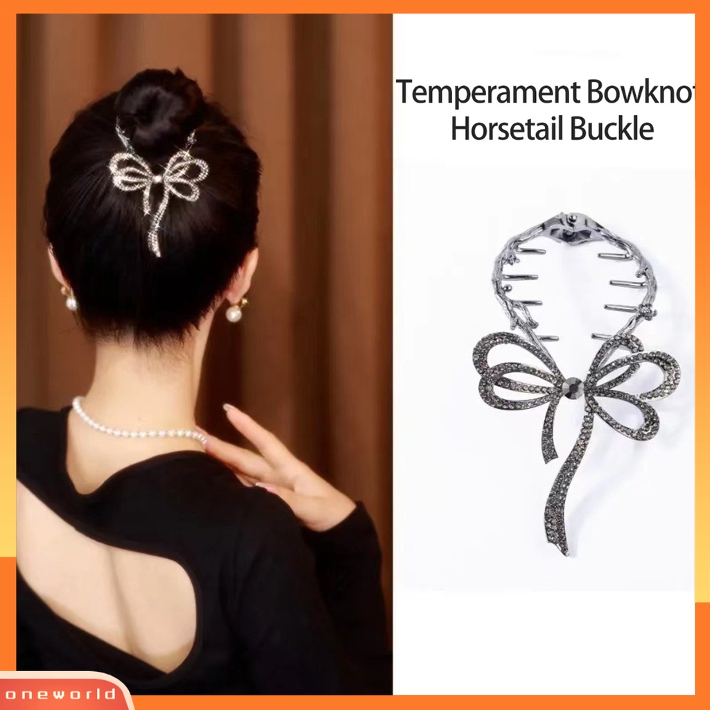 [EONE] Ponytail Klip Rambut Temperamen Elegan Anti-slip Stabil Grip Alloy Hairstyle Dekorasi Aksesoris Rambut Berlian Imitasi Mengkilap Ikatan Simpul Wanita Hair Bun Claw Clip Untuk Harian