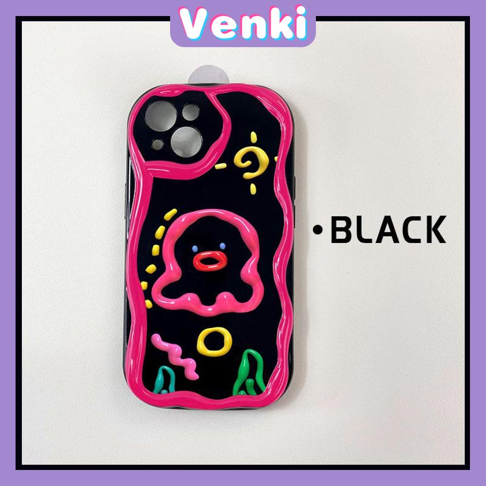 VENKI - For iPhone 11 iPhone Case Black Glossy TPU Soft Case Shockproof Protection Camera Abstract Cartoon Compatible with iPhone 14 13 Pro max 12 Pro Max xr xs max 7Plus 8Plus