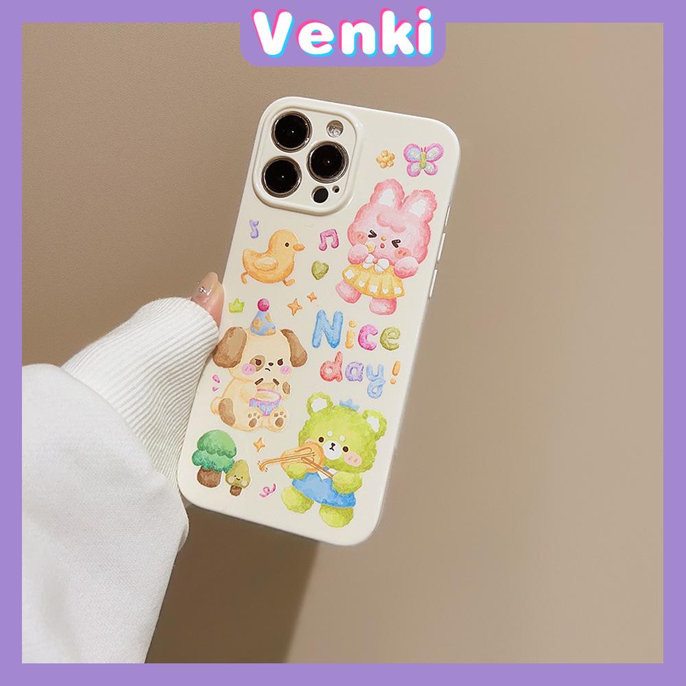 VENKI -For iPhone 11 iPhone Case Cream Glossy Soft Case TPU Shockproof Camera Cover Protection Cute Cartoon Animals Compatible with iPhone 14 13 Pro max 12 Pro Max xr xs max 7 8