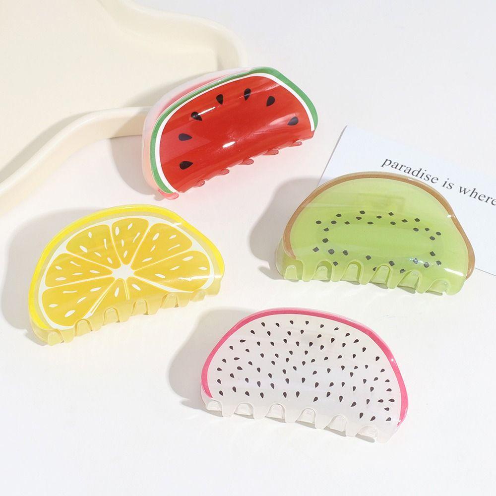 Agustina Fruits Hair Claw Stylish Sweet Ins Gadis Jepit Rambut Srawberry Orange Hairgrips Kiwifruit Lemon Pitaya Korea Hair Clips