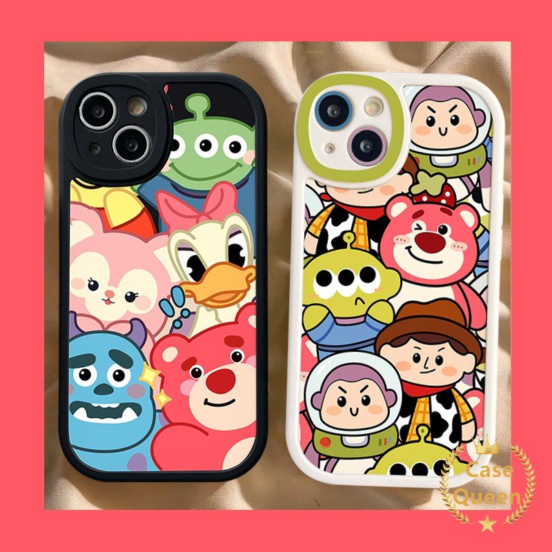 IPHONE Casing Manyo Toy Story Lucu Kompatibel Untuk Iphone11 13 14 12 Pro Max 7Plus XS XR X Max 6s 8 7 6 Plus SE 2020 Disney Donald Duck Kartun Strawberry Bear Phone Soft Tpu Cover