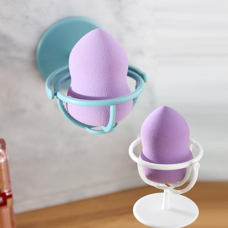 Desktop Hiasan Dinding Dual Purpose Makeup Egg Drying Bracket Makeup Spons Tahan Debu Kotak Penyimpanan Yang Dipasang Di Dinding Dapat Diputar Rak Penyimpanan Bedak Puff