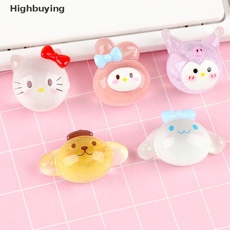 Hbid 5pcs Mainan Resin Kartun Bercahaya DIY Cream Lem Ponsel Shell Aksesoris Anjing Lucu 3D Kunci Liontin Buatan Tangan Bahan Glory