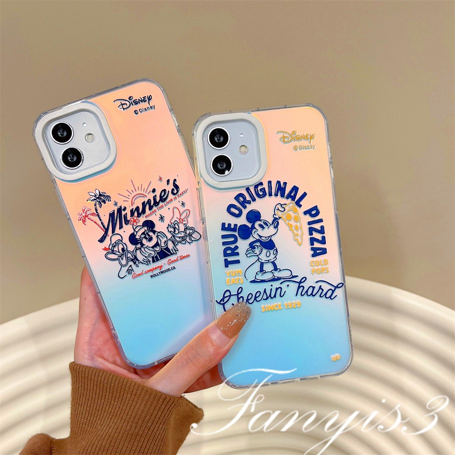 Compatible For IPhone 14 13 12 11 Pro Max X XR Xs Max 8 7 Plus SE 2020 Kompatibel Untuk Lucu Kartun Mouse IMD Laser Gradiasi Ponsel Case TPU Lembut Shockproof Cover Pelindung