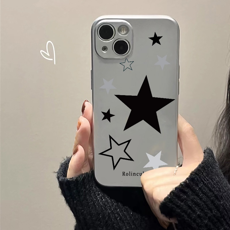 IPHONE Soft Electroplate Phone Case Kompatibel Untuk Iphone11 14 13 12 Pro XS Max XR X8+76S Plus Bintang Mini Casing TPU Silikon Shockproof Cover