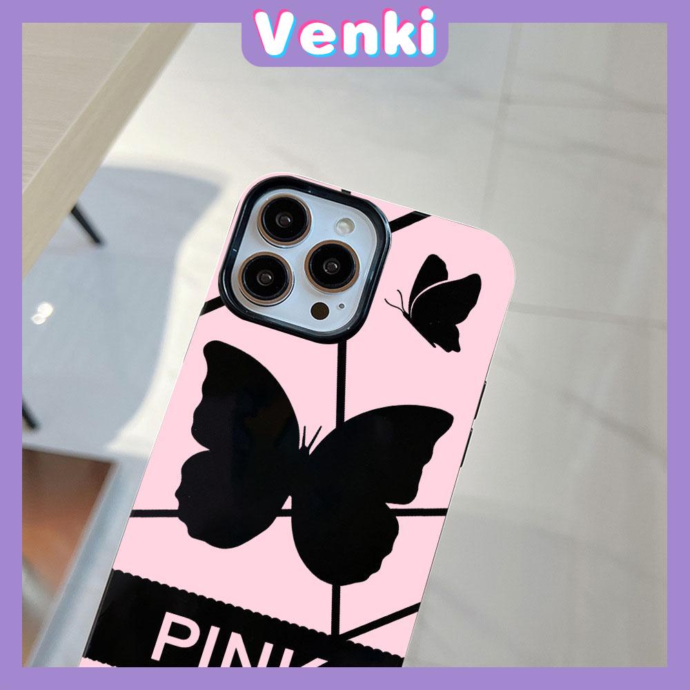 VENKI - For iPhone 11 iPhone Case Black Glossy TPU Soft Case Shockproof Protection Camera Beautiful Butterfly Compatible with iPhone 14 13 Pro max 12 Pro Max xr xs max 7Plus 8Plus