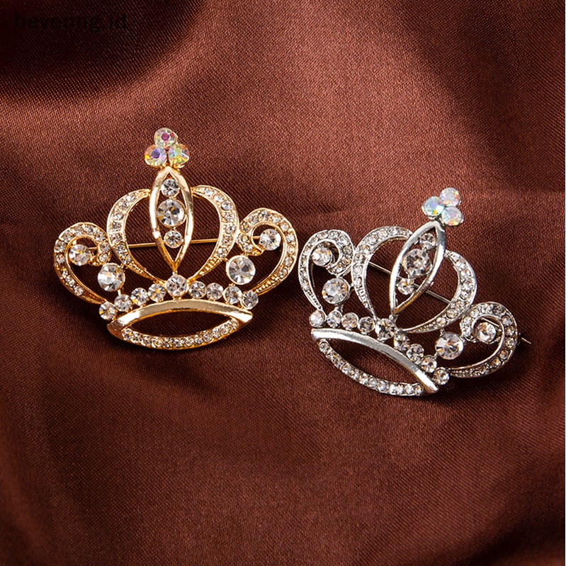 Beyen Fashion Mahkota Bros Berlian Imitasi Pin Gaun Dekorasi Gesper Pin Perhiasan Aksesori ID