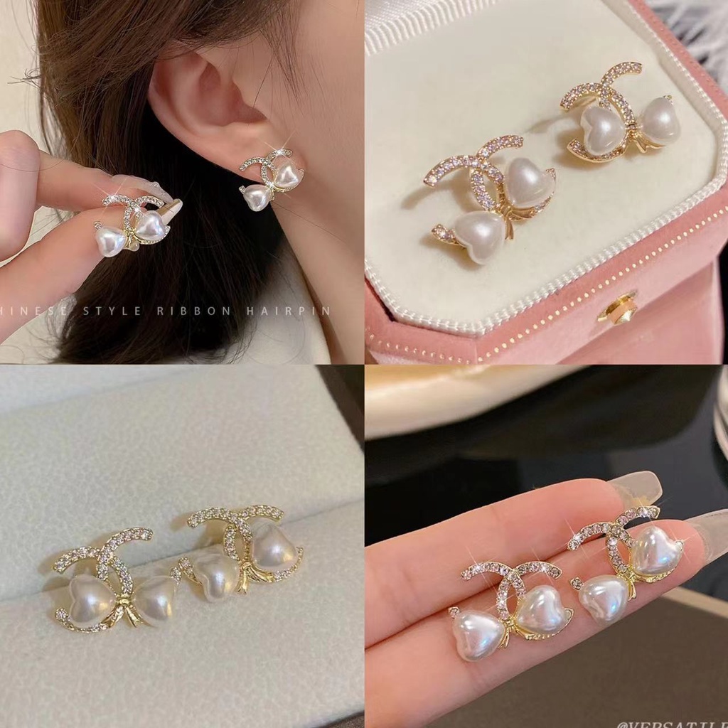 Anting Mutiara Retro Prancis Perempuan Temperamen Mewah Ringan Anting Sensory Tingkat