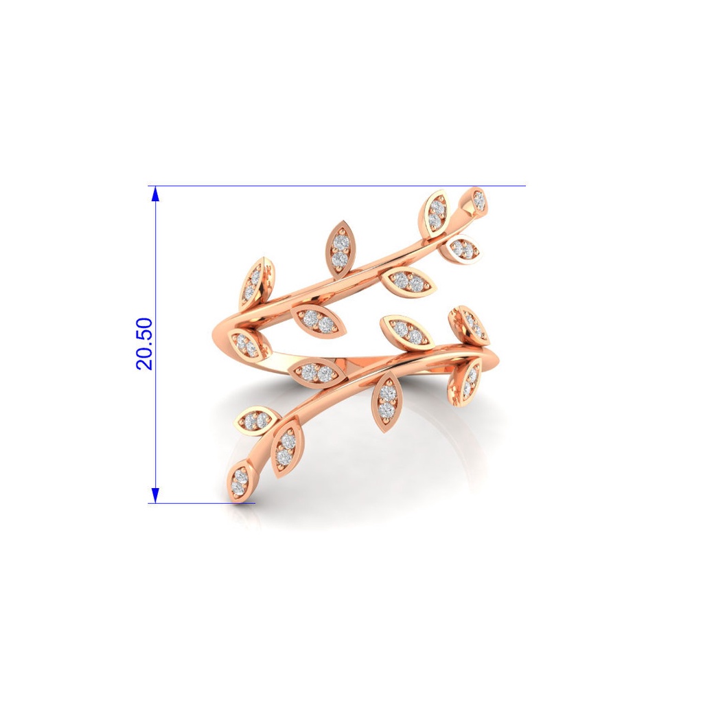 Goldkingdom Aksesoris Perhiasan Fashion Ready Stock Daun Cabang Cincin Olive Leaf Lapis Berlian Rose Gold Band