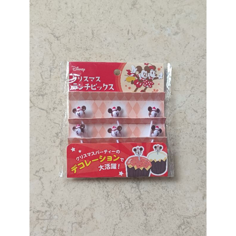Food Picks Disney Xmas Natal Mickey Japan Tusuk Bento
