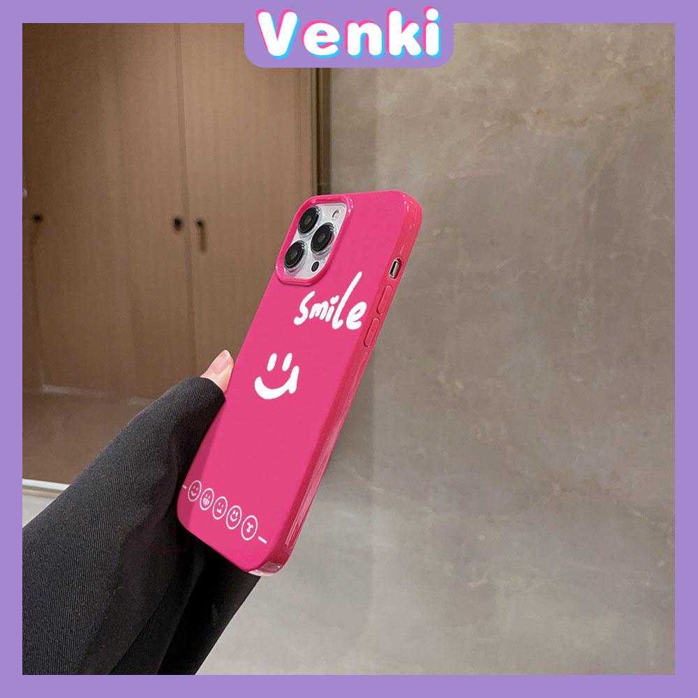 VENKI - For iPhone 11 iPhone Case Red Glossy TPU Soft Case Shockproof Protection Camera Smiley English Simple Compatible with iPhone 14 13 Pro max 12 Pro Max xr xs max 7Plus 8Plus