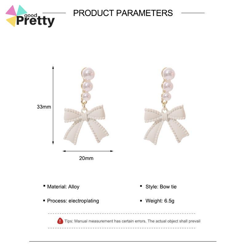 Anting S925 Simpul Busur Mutiara Perak Off-white Desain Anting Rasa untuk Wanita  - PD