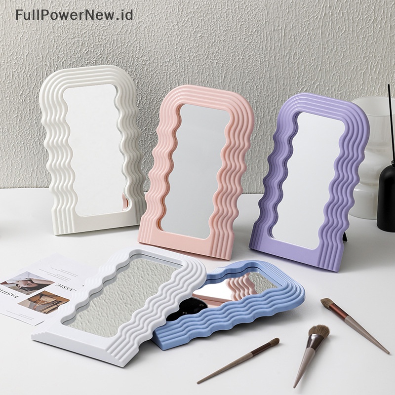 Power Kosmetik Desktop Stand Makeup Mirror Wave Cermin Hias Kamar Mandi Tidur ID