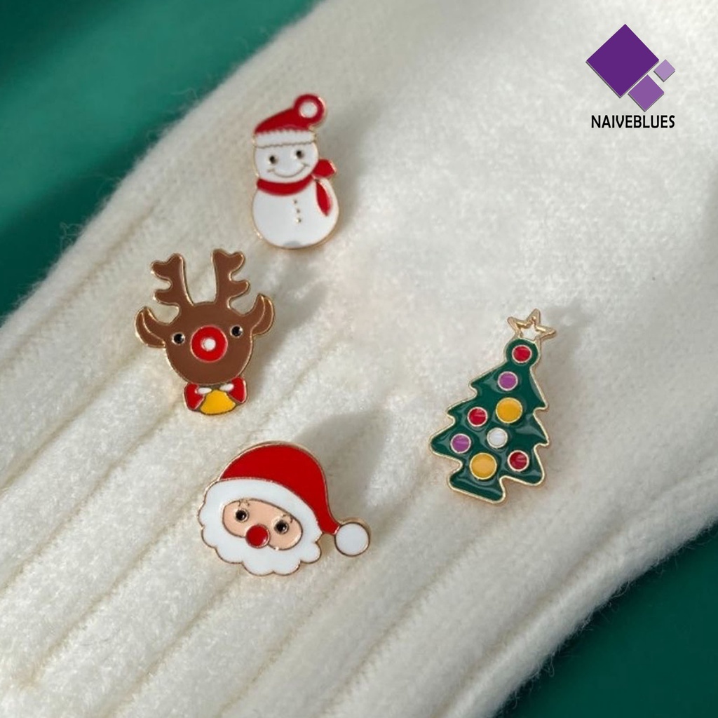 &lt; Naiveblues &gt; Bros Natal Lucu Kartun Enamel Festival Hias Perhiasan Hadiah Santa Claus Pohon Rusa