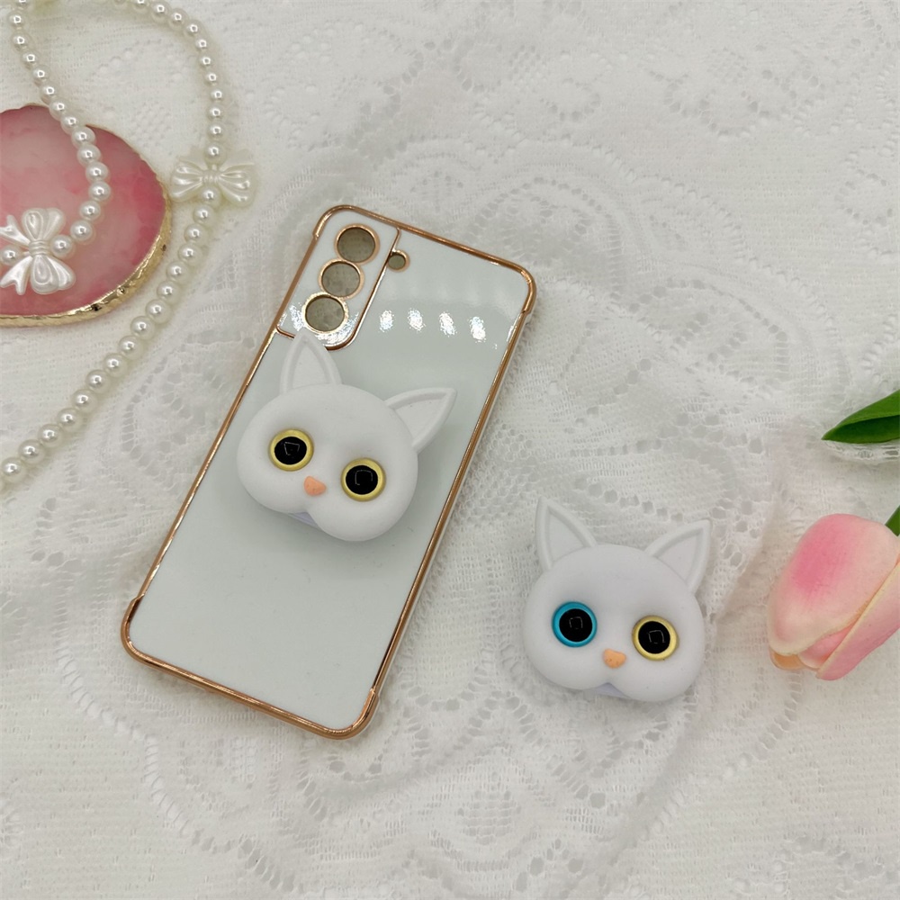 Ins 3D Cute Cat Phone Air Cushion Holder Dengan Cermin Stand Handphone Kartun Portabel