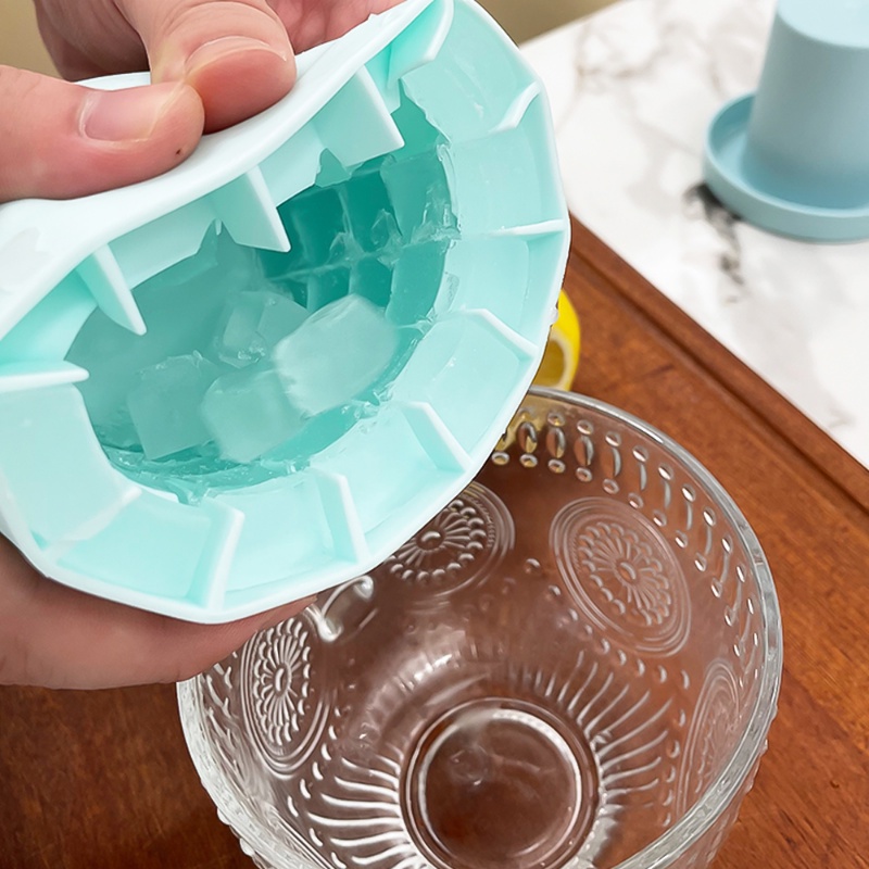 Cetakan Ice Bucket Silikon Kapasitas Besar Dengan Tutup/Cetakan Pembuat Es Batu Silinder/Aksesoris Bar Dapur