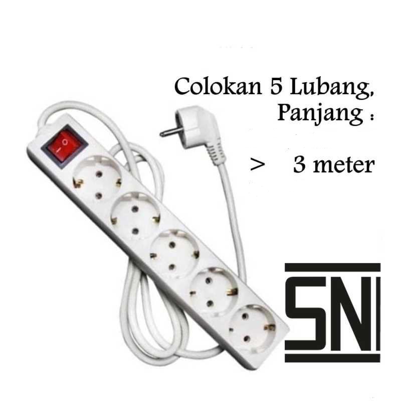 Colokan Stop Kontak 5 Lubang dengan Kabel 3 Meter untuk Kebutuhan Listrik Anda
