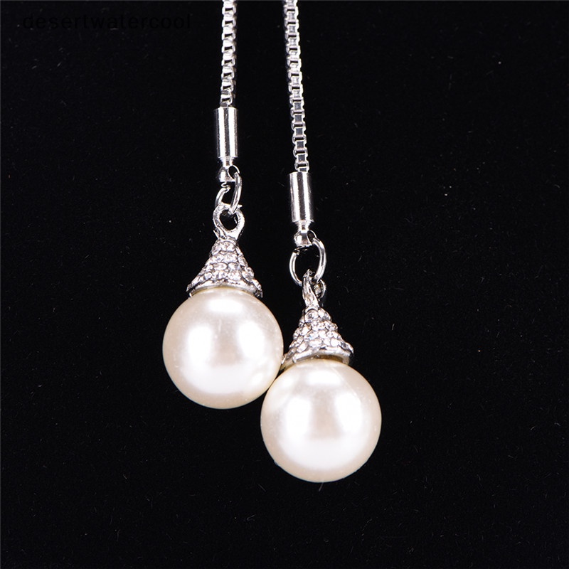Deid Panjang Mutiara Berlian Imitasi Liontin Kalung Sweater Rantai Kristal Necklace Jewelry Martijn