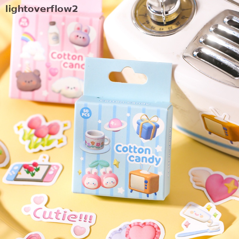[lightoverflow2] 50pcs Kawaii Marshmallow Animal Stiker Hias Bahan Scrapbooking Label Diary Stationery Album Telepon Journal Planner [ID]
