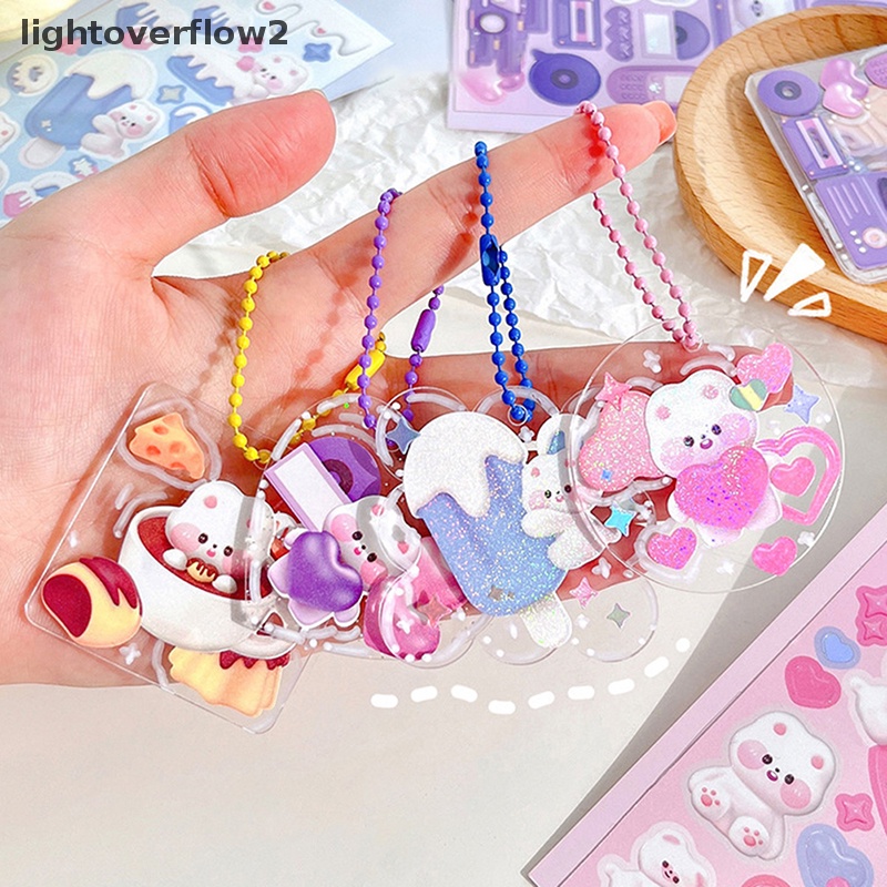 [lightoverflow2] 5pcs/bag Laser 3D Stereo Kartun Stiker Model Lucu Beruang Kecil DIY Buku Pegangan Membuat Papan Klip Bahan [ID]