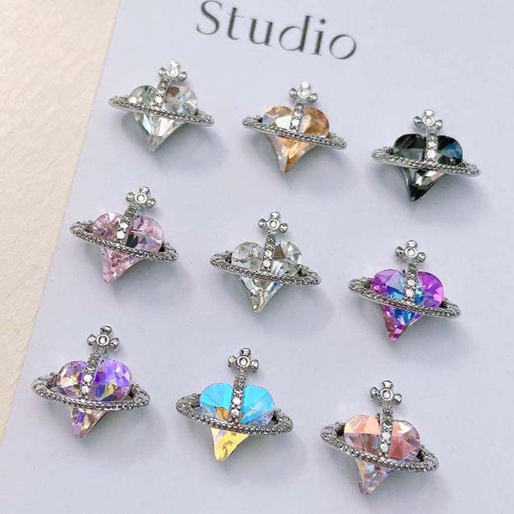 Mxbeauty Kuku Rhinestones Pesona Kuku Wanita Cinta Hati Manikur Aksesoris Jepang Nail Art Alloy 3D Nail Art Drills