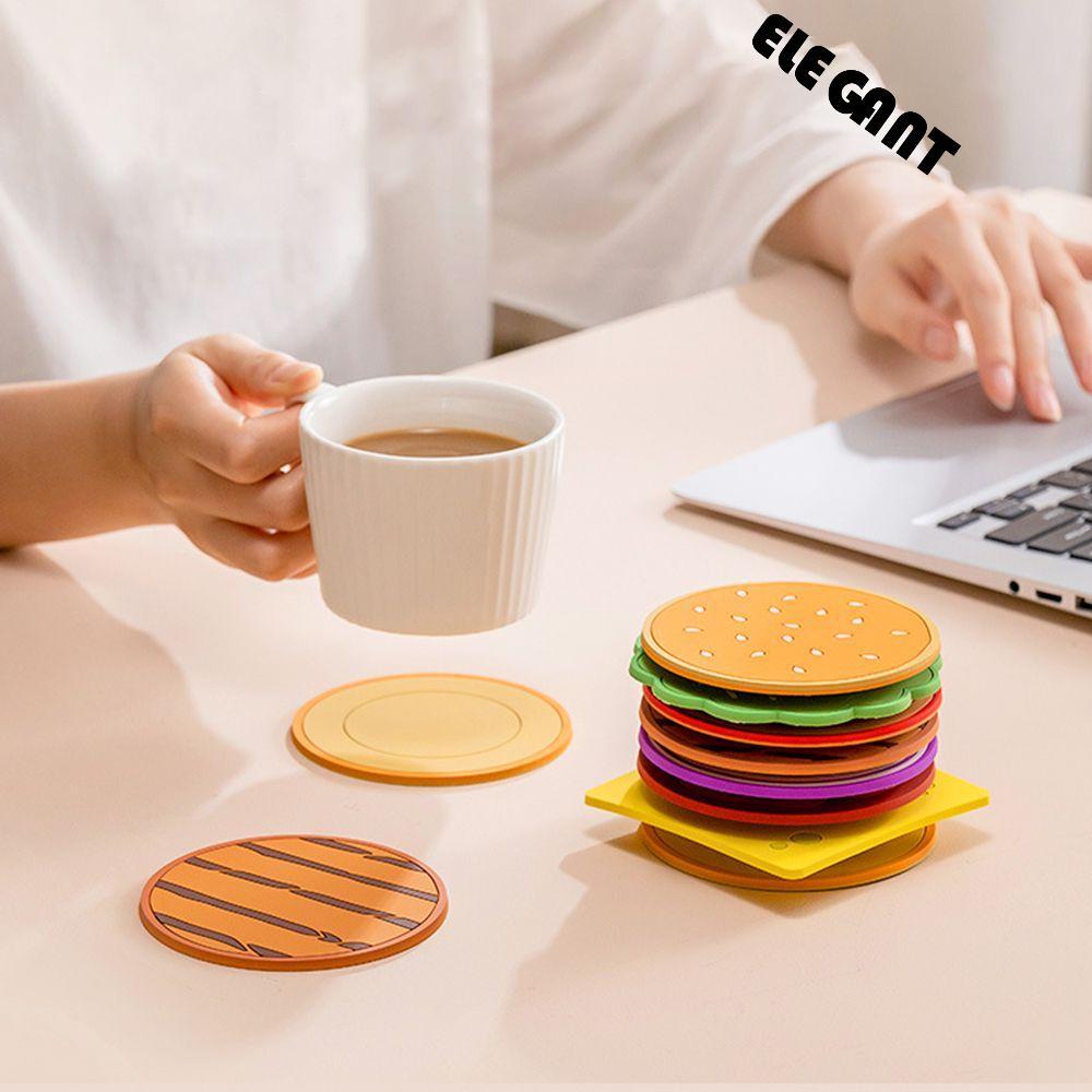 [Elegan] Cup Coaster Kreatif Tahan Minyak Isolasi Table Mat Hamburger Bentuk Tatakan Menebal Dekorasi Meja