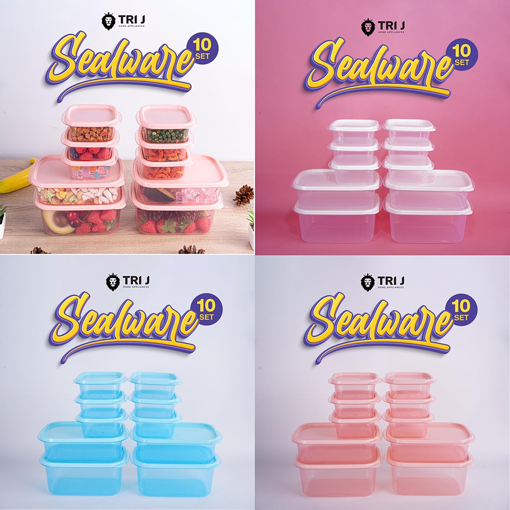 Toples Food Container Set 10pcs / Full Colour Sealware Set isi 10pcs