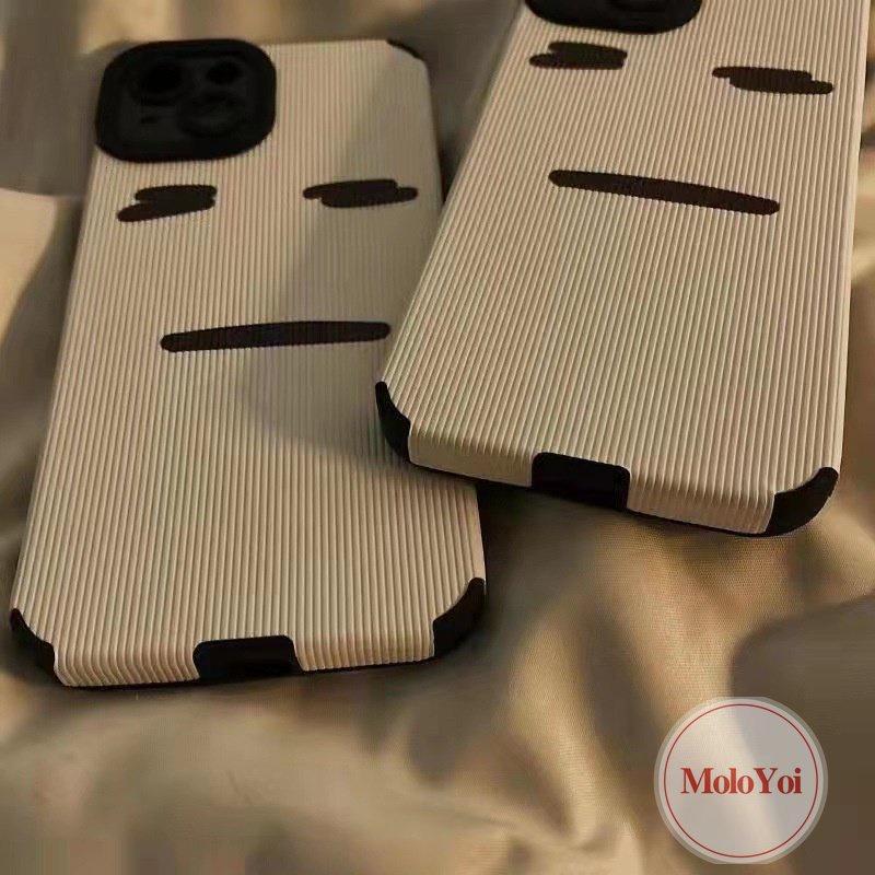 IPHONE Stiker Tekstur Shockproof Case Kompatibel Untuk Iphone11 13 14 12 Pro MAX X XR XS Max7 8 Plus 7Plus Kulit Mewah Silikon Lembut Kreatif Emoticon Ponsel Cover