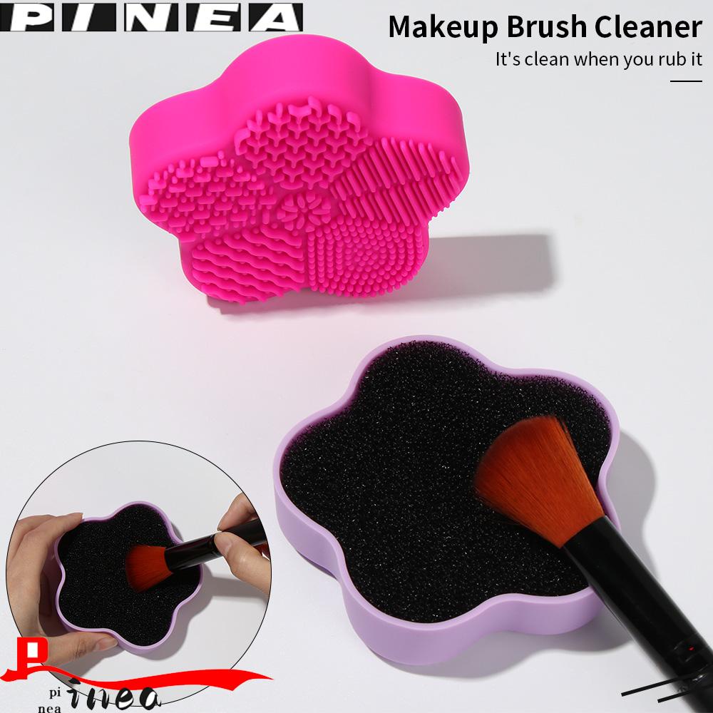 PINEAPPLE With Sponge Makeup Brush Cleaner Silicone Washing Tools Silicone Brush Cleaner Pad Scrubber Board Tool New Cleaning Mat Dry&amp; Wet Clean Make Up Washing Starfish/Multicolor