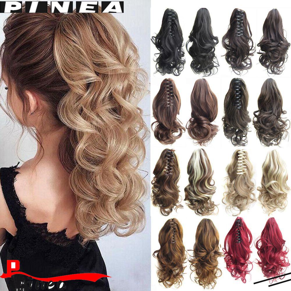 Wig Rambut Ekstensi Model Keriting Gelombang Bahan Sintetis Tahan Panas Untuk Wanita