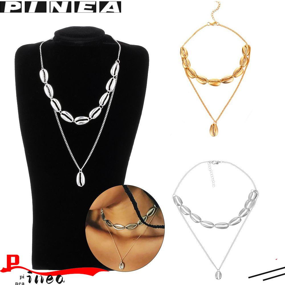 Nanas Multilayer Shell Kalung Hadiah Musim Panas Perhiasan Pantai Emas