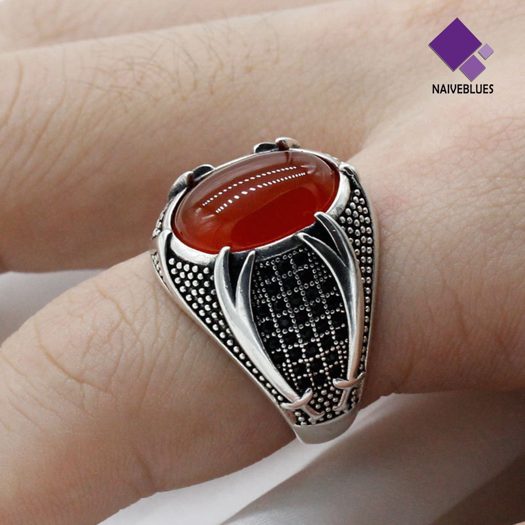 &lt; Naiveblues &gt; Cincin Pria Retro Hias Berlian Imitasi Alloy Pria Vintage Double Finger Ring Untuk Pesta